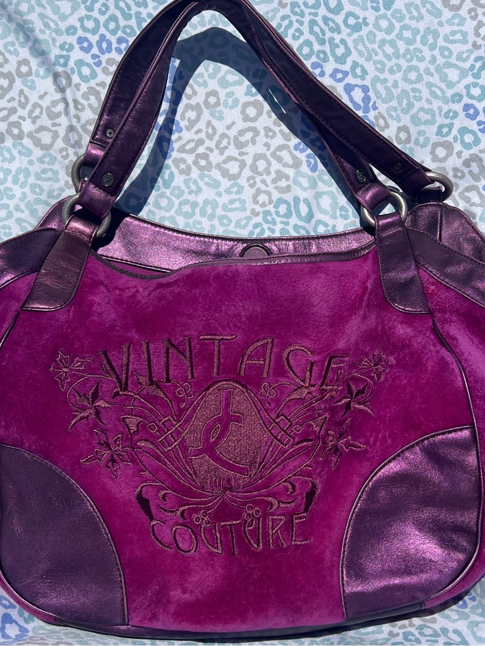 Vintage Rare Purple Juicy Couture Purse Shoulder Bag Handbag Satchel Velvet Y2K